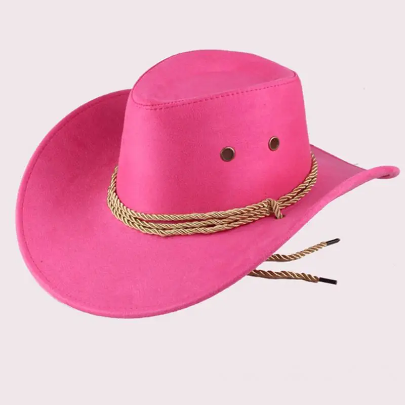 Модная Женская Ковбойская шляпа от солнца, летняя повседневная шляпа из искусственной кожи, шляпа для путешествий в западном стиле, уличная Кепка - Цвет: Rose red