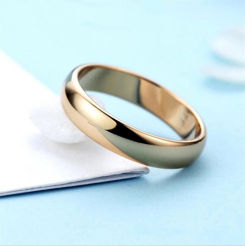 Большая распродажа 18KGP штамп настоящее кольцо из цельного золота 5 мм широкий чистый белый/розовое золото Solitaire Кольца Свадебные украшения для женщин и мужчин