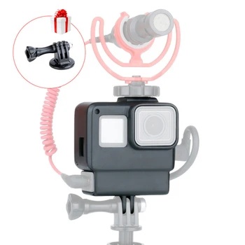 

V2 Vlog Case Accessories Cage for Gopro Hero 7 6 5 Action Camera Plastic Housing with Extension Stick Mount Mic Port Cold Shoe