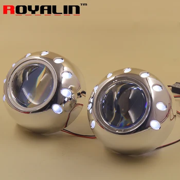 

ROYALIN 3.0 Metal HID Bixenon Projector Lens with 100mm White LED COB Angel Eyes Night Lights for Car Headlights H1 Lamp H4 H7