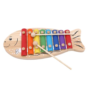 

Educational Wooden Fish Shape Knocking Musical Xylophone Instrument Children Kids Development Toy With 2 Wooden Sticks