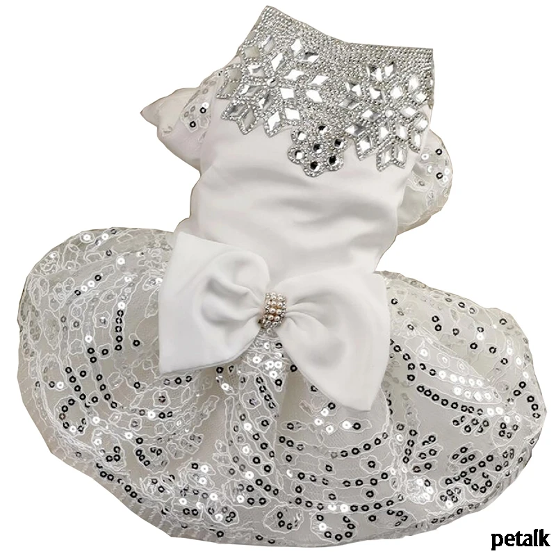 Luxury Pet Dog Wedding Dresses White Lace Cat Skirt Puppy Princess Dresses For Dog Cat Apparel