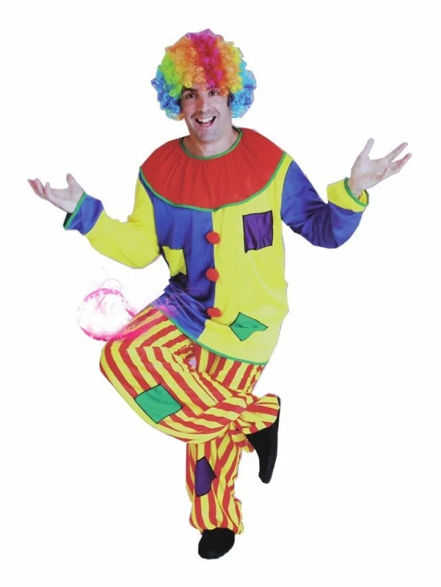 Big Top Clown Circus Funny Dress Up Adult Halloween Costume For Fancy ...