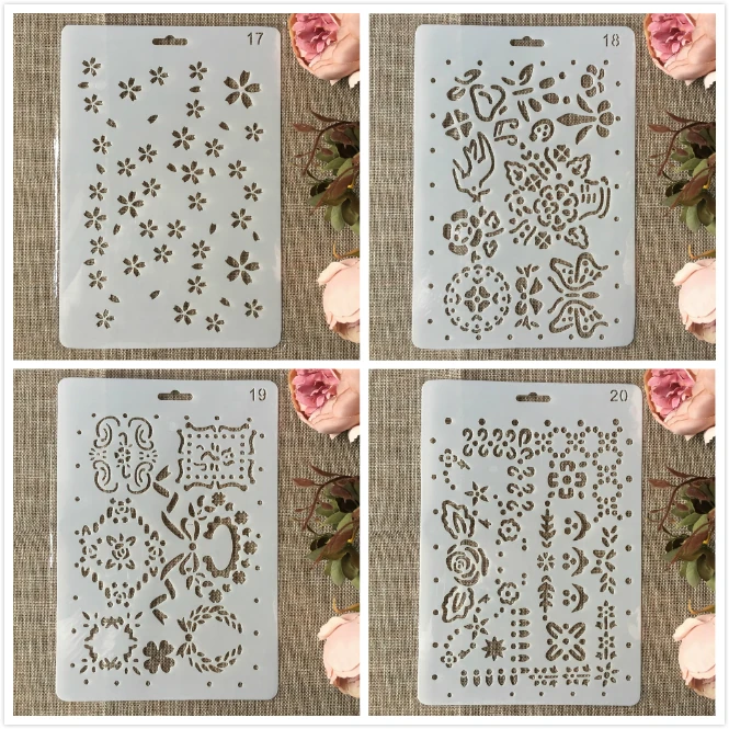 

4Pcs A4 26cm Plum Flower DIY Craft Layering Stencils Painting Scrapbooking Stamping Embossing Album Paper Template