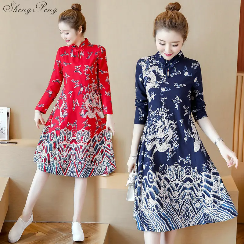 Chinese traditional dress new design chinese oriental dresses traditional oriental dress women style dresses Q609