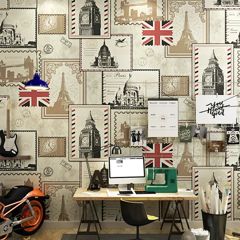 

British European ancient architecture restaurant hotel personality wallpaper retro nostalgia stamp flag background wallpaper