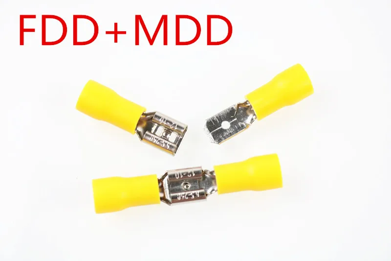 50PCS 25Set yellow Female+Male FDD MDD Insulated Electrical Wiring Crimp Terminal Connector | Обустройство дома
