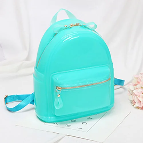 Summer Candy Color Silica Gel Backpacks Women Fresh Daily Student Book Bags For Teenager Rucksacks Girls Jelly Travel School Bag - Цвет: Green