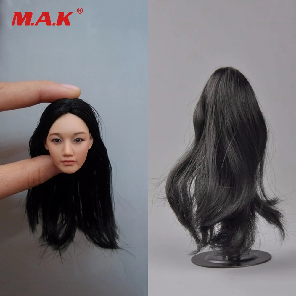 1:6 Scale Black Long Hair Head Sculpt KM 38 Headplay Figure Head Model ...
