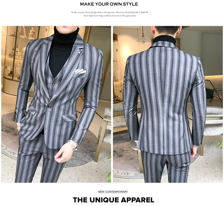 3piece Men Suit Fashion Plus Size Autumn Wedding Suits For Men Slim Fit Casual Groom Tuxedo Young Man Formal Wear 5XL-S Hot