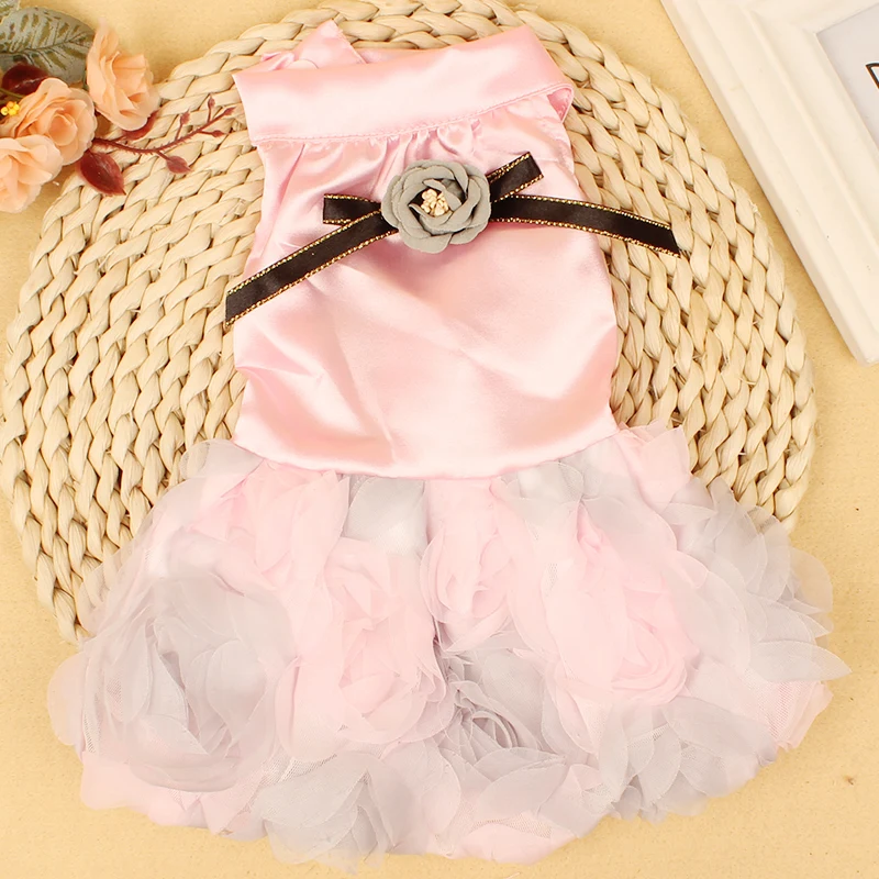 puppy outfit pet dress for dog chihli summer dresses skirt denim cheap dogs clothes lace haberdashery wedding  (5)