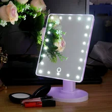 360 Degree Rotation Touch Screen Make Up LED Mirror Folding Portable Compact Pocket With 16 LED Lights Makeup Mirror New