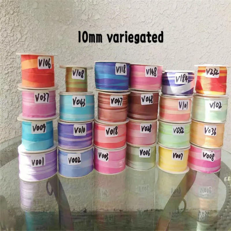 

new color 10mm variegated of 100% pure silk embroidery ribbon thin taffeta ins style silk edge ribbon Anya Ribbon Handcraft