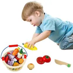 12 шт./16 шт. игрушечная еда резки фруктов/растительного деревянные игровые Еда игрушки дети играют дома Кухня игрушка с корзиной горячая