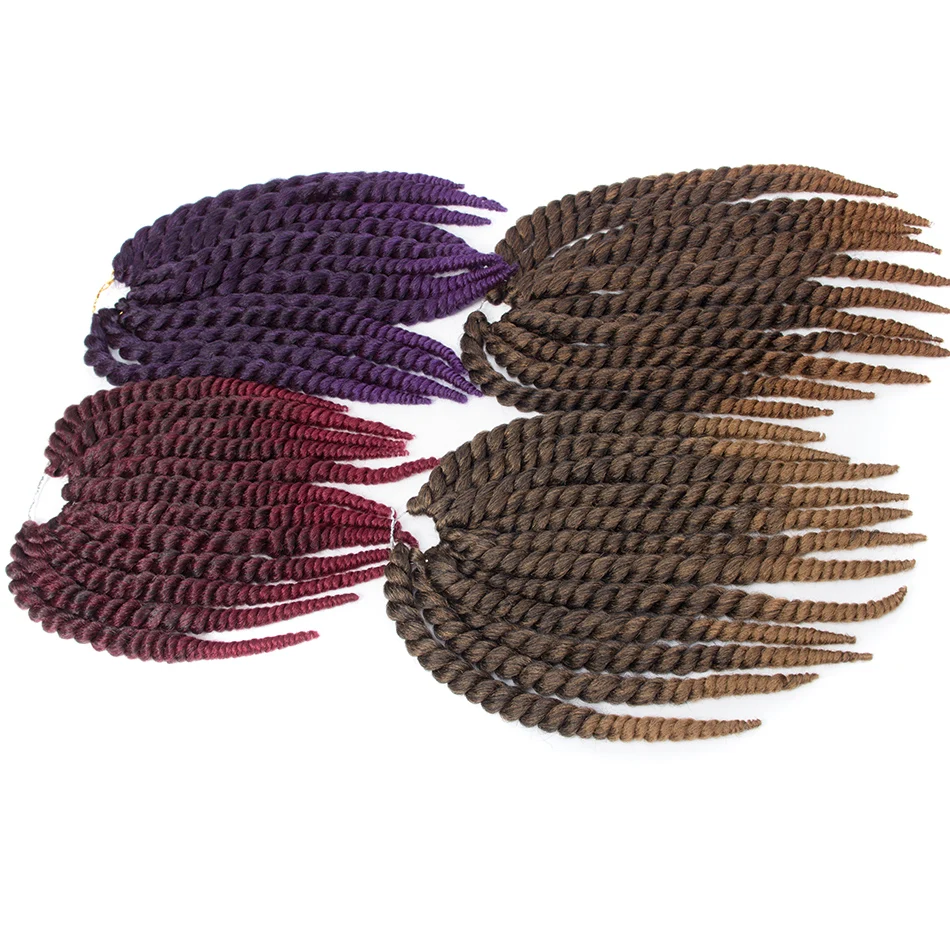 QP hair 2X Twist 12 Roots Crochet Braids 14 18 22 inch Synthetic Hair Extensions 8 Pure Colors For Women