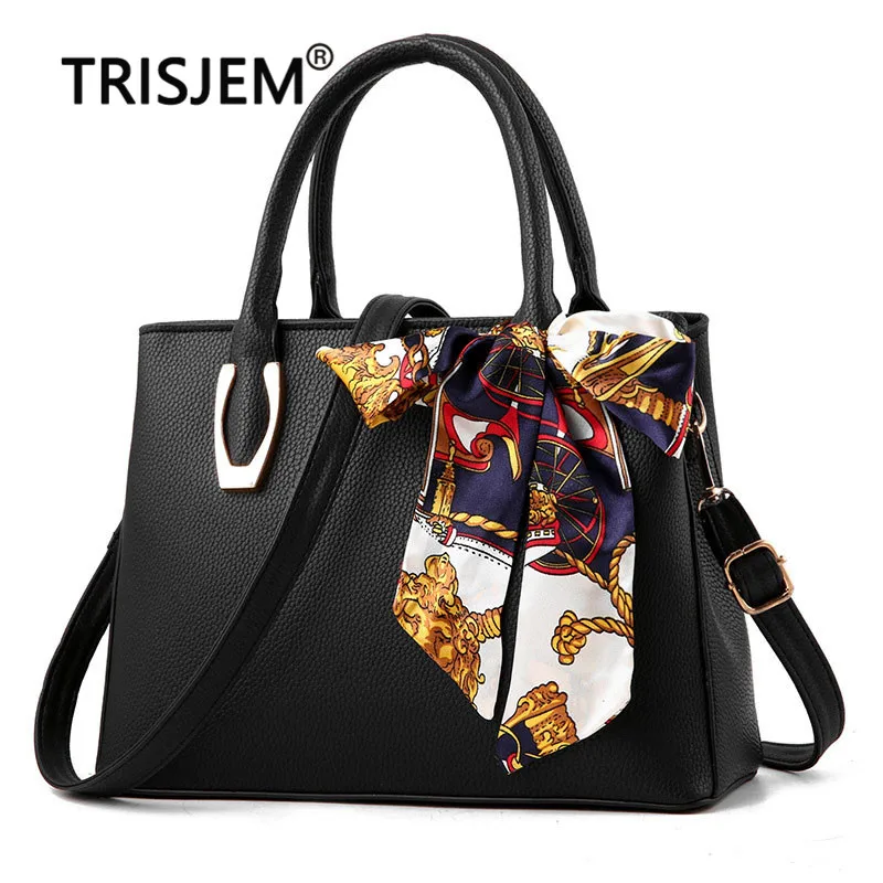

Bag Female with Silk Scarf Women 2019 Fashion Pu Leather Litchi Portable Big Bag Ladies Shoulder Bag Female Handbag Sac A Main