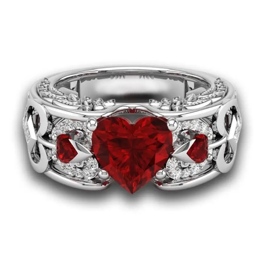 New Fashion Natural Birthstone Bride Wedding Engagement Heart Ring