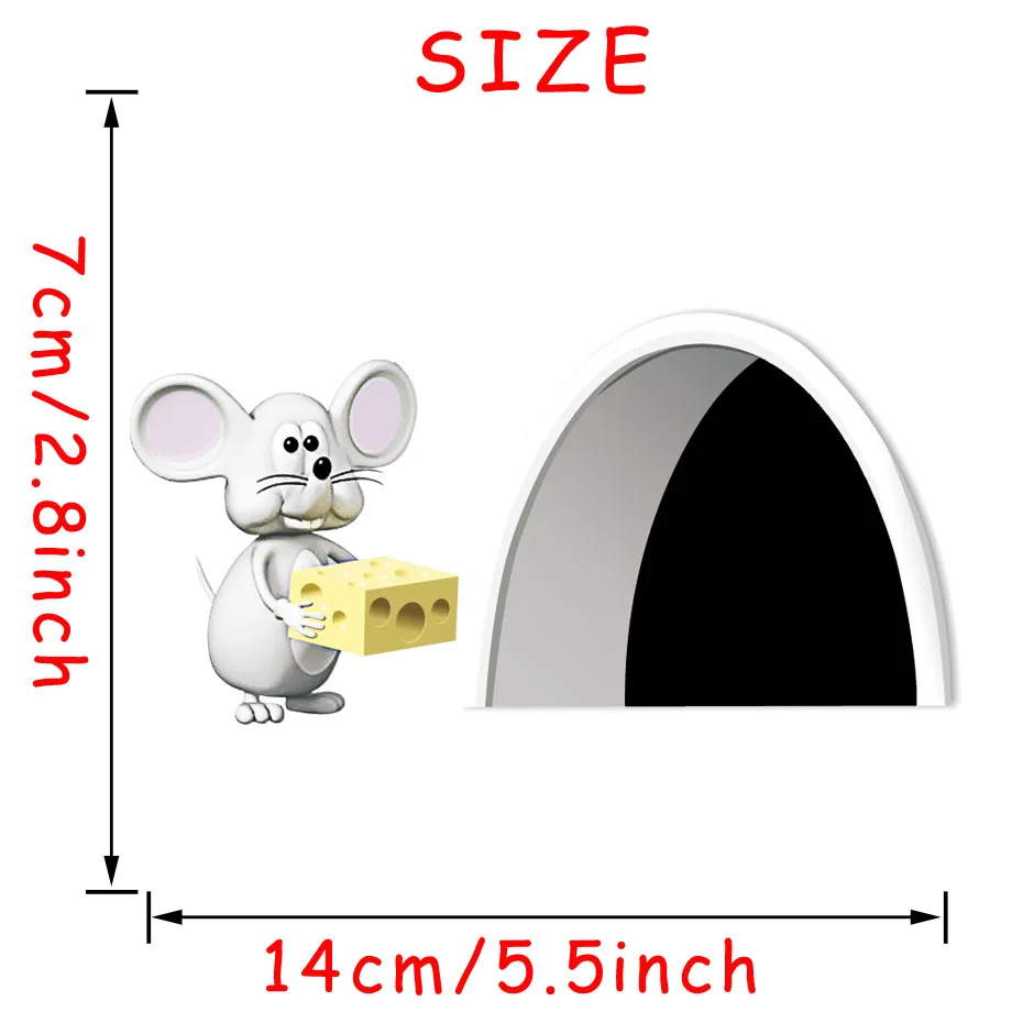 Мини Мышь отверстий торта стены Стикеры для малыша Детская комната забавные двери наклейки Спальня мультфильм Съемный Wall Art Обои для домашнего декора