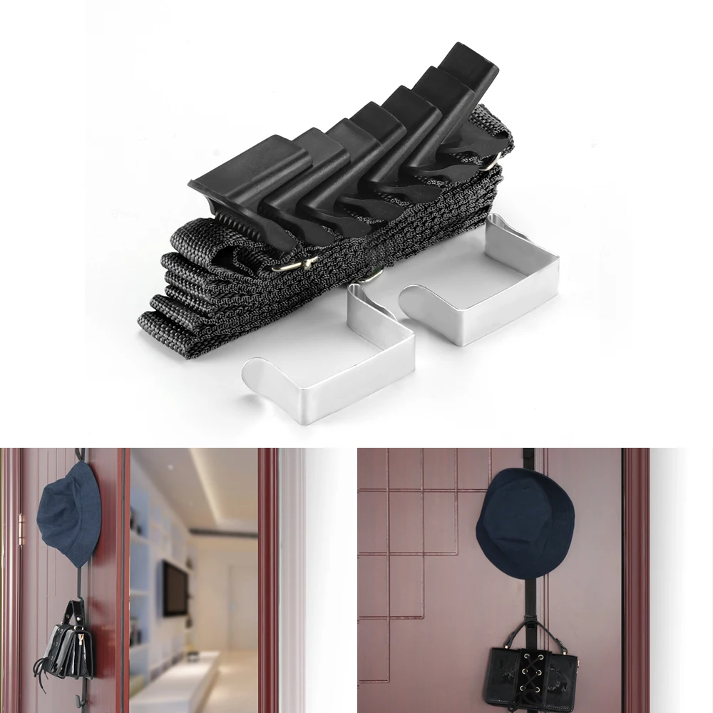 

ABEDOE 7 Hooks Adjustable Hanging Rack Strap Storage Cap Bag Clothes with Hooks Door Back Installation Storage Organizer