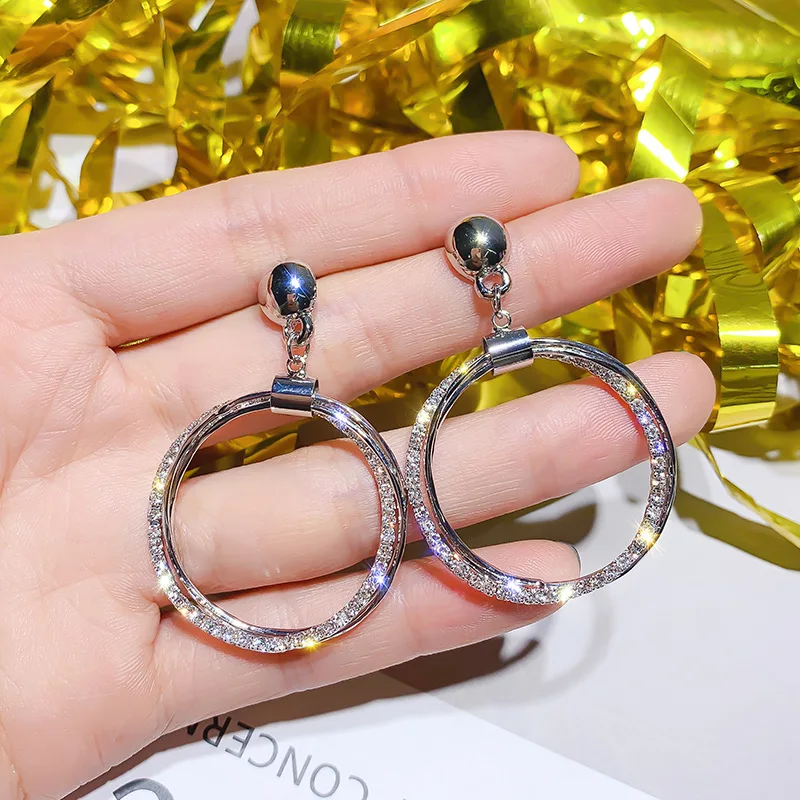 FYUAN модные круглые геометрические Висячие серьги для женщин Bijoux Золотой