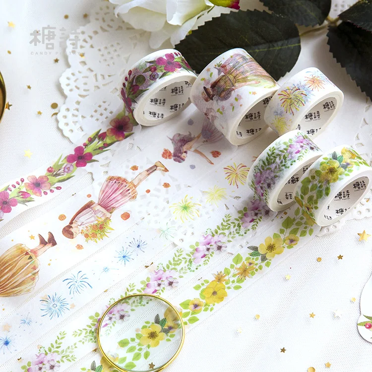 

Fresh Floral Plants Washi Tape Adhesive Tape DIY Scrapbooking Sticker Label Masking Tape Japanese Stationery