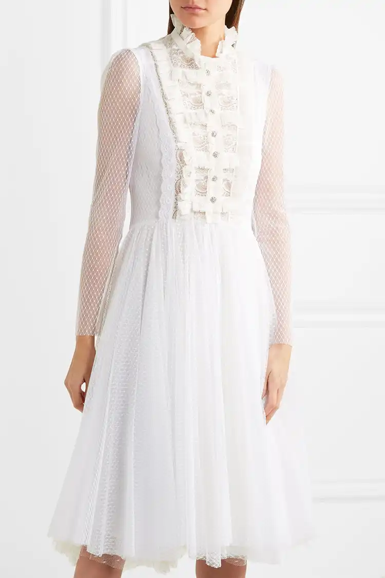 2018 новая весна ruway victoriana тенденция бренд Для женщин Ruffled Sheer горошек Тюль Lace Paneled в