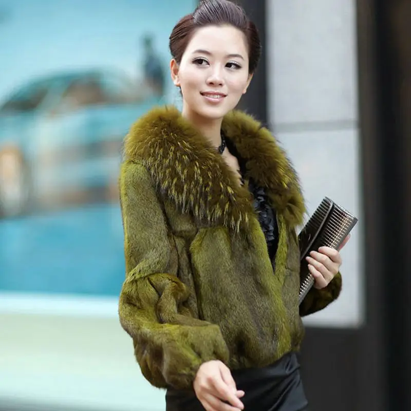 Mode Raton Fourrure Hong noir Épais Chaud Femmes 2019 Chien Court Parka Laveur Naturel Col Survêtement vert gris khaki H9 Lapin Veste jaune Mei D'hiver Manteau Se Femelle De Réel 056I0qwBF