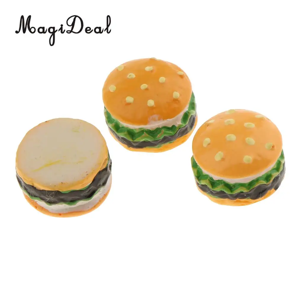 10Pcs/Lot Resin 1/12 Scale Hamburgers Bakery Dollhouse Miniature Store Breakfast Fast Food Kitchen Decor Children Toys 1.5cm