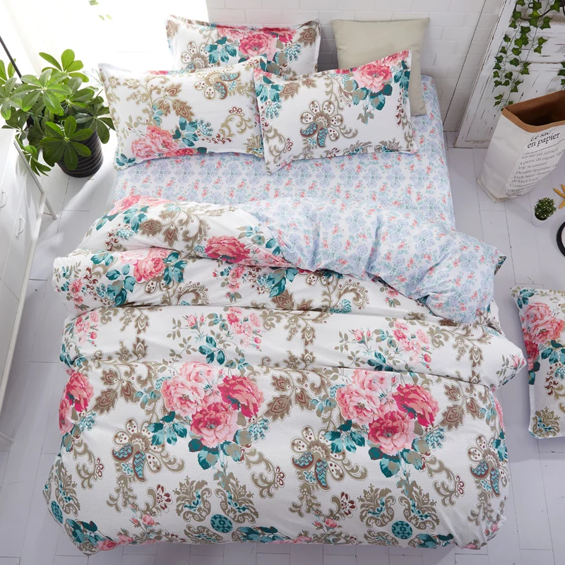 home bedding flower bedding set 3/4pcs bed linen summer duvet cover set elegant wedding bed set home decor pastoral flat sheet home bedding flower bedding set 3/4pcs bed linen summer duvet cover set elegant wedding bed set home decor pastoral flat sheet