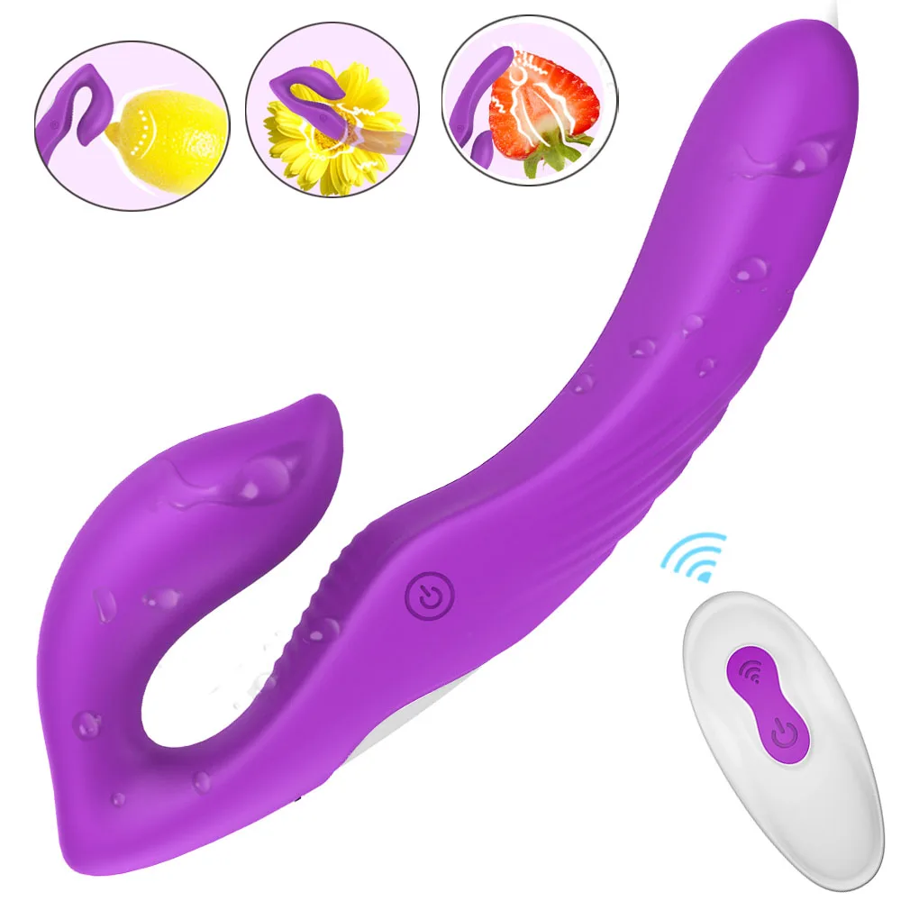 Беспроводной дистанционный вибратор strapon для женщин двойной двигатель клитор