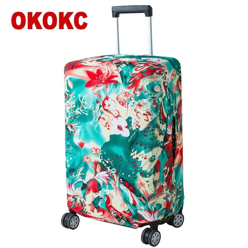 OKOKC тонкий защитный чехол для багажа с вишневым принтом на молнии путешествий