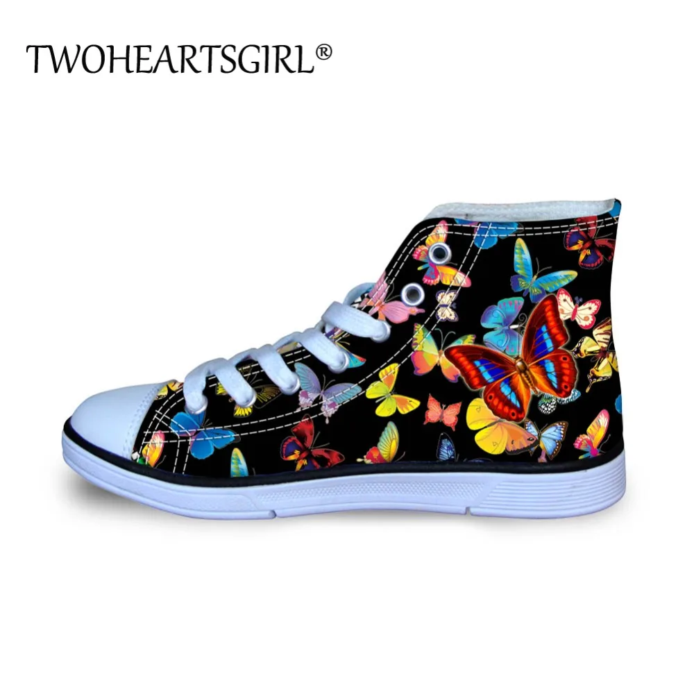 

Twoheartsgirl High Top Canvas Shoes for Kids Children's Sneakers Flats Shoes Boys Girls Butterfly Printing Kids Walking Shoes