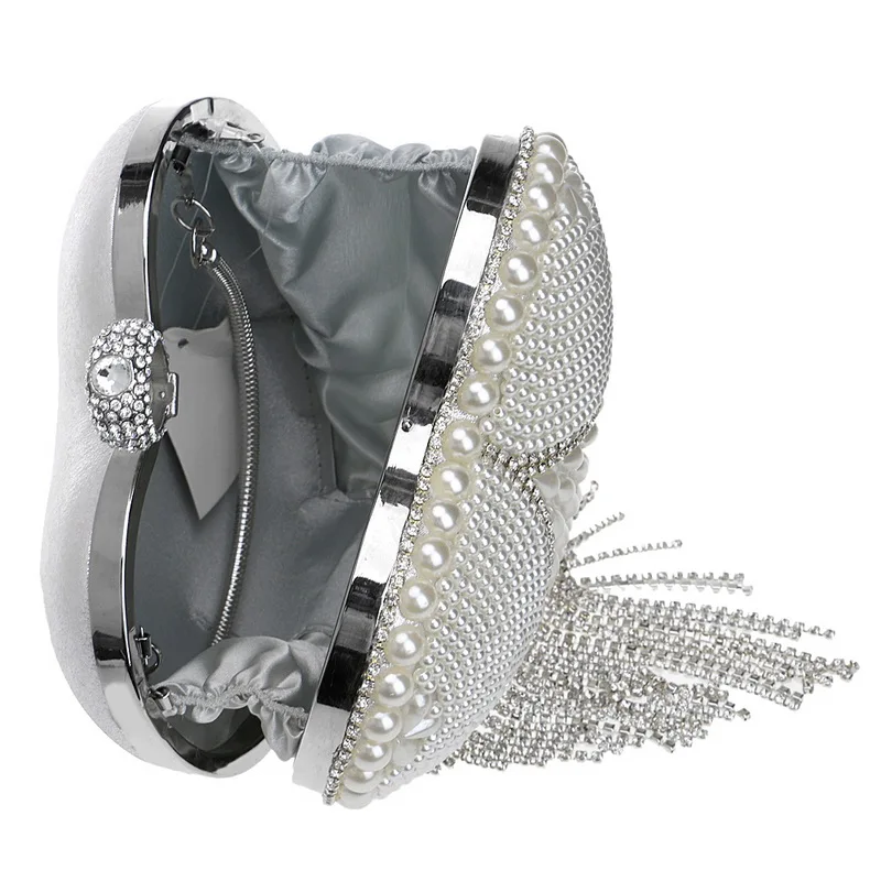 SEKUSA с кисточкой-сердцем стразы женские вечерние сумки имитация жемчуга Дамская вечерняя сумочка кольцо на палец бриллианты маленькие клатчи