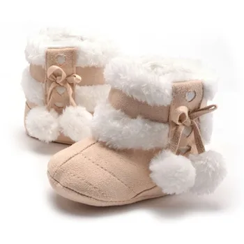 

WEIXINBUY Baby Girls Boots Winter Soft Plush Shoes Infant Anti Slip Round Toe Warm Cute Snow Boots