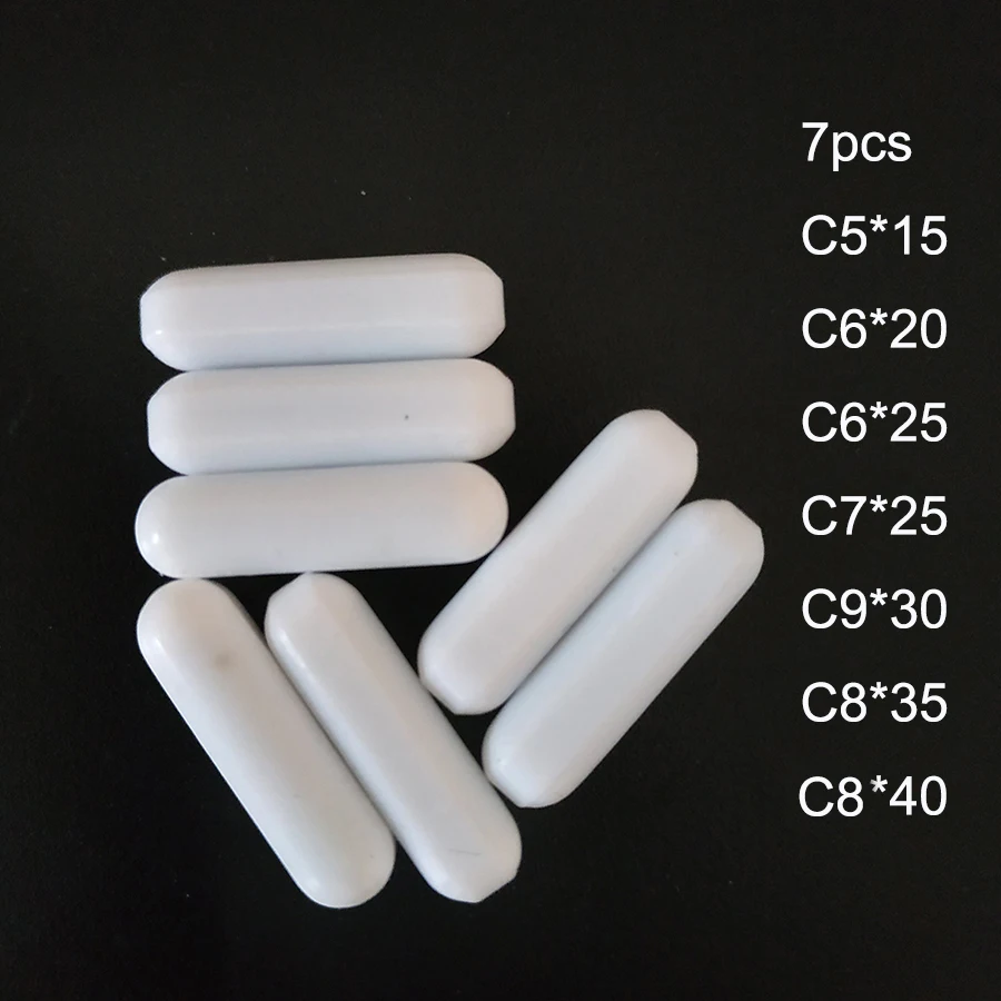 

Free shipping ,7PCS different sizes PTFE Magnetic Stirrer Mixer Stir Bar Without Pivot Ring White Color