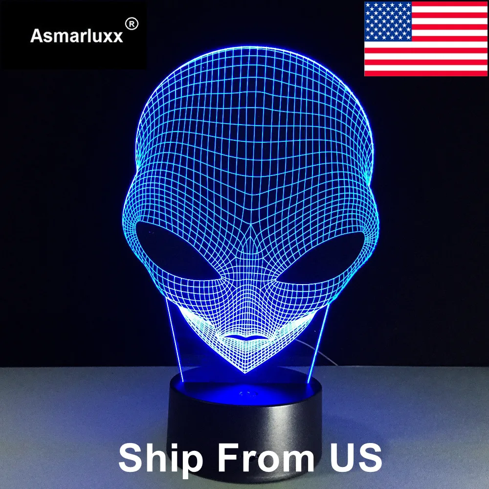 Корабль из США или Китая) инопланетянин 3D иллюзия голограммы лампа Акриловая ночник с сенсорным переключателем люминария лава лампа 50% скидка