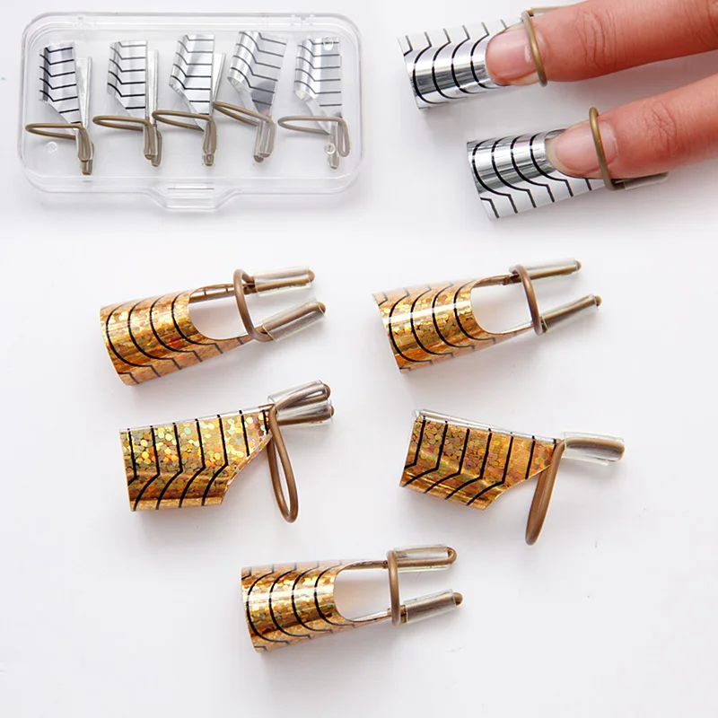 5 шт. формы для наращивания ногтей серебристые и золотистые|extension forms|nail toolsacrylic nail