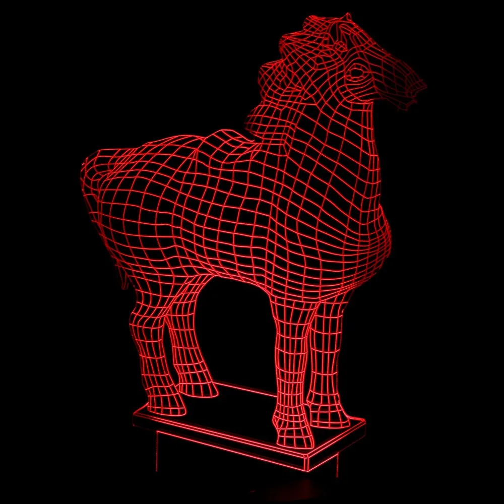 Подарки 7 цветов Изменение животных Luces Navidad лошадь светодиодный ночник 3D светодиодный Настольный светильник прикроватные лампы как