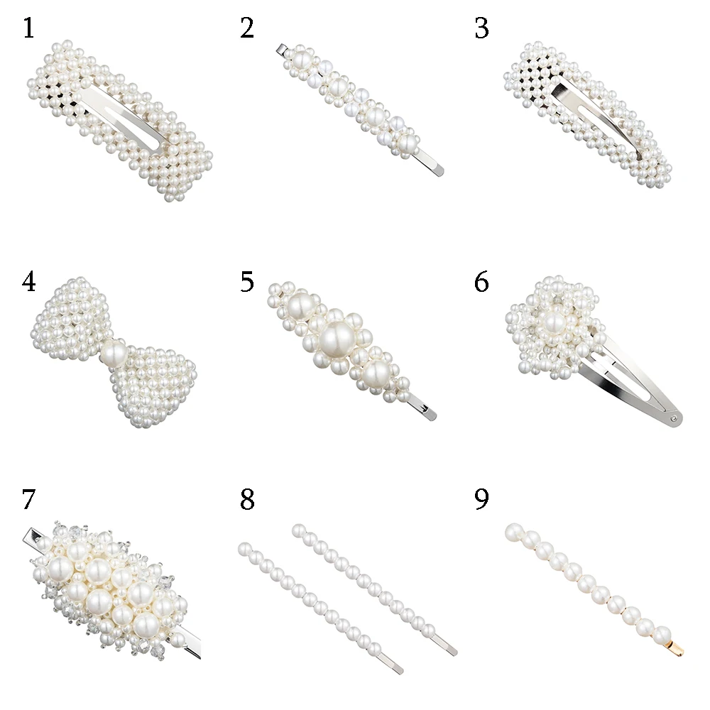 New 9 Styles Fashion Pearl Hair Clip Elegant Korean Design Hairpin Hair Styling Accessories for Women Girls