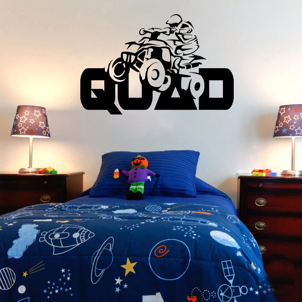 Atv Quad Bike Wall Decal Quadrocycle Extreme Sport Racing Rider vinyl wall sticker living room bedroom home decor mural 847 | Дом и сад