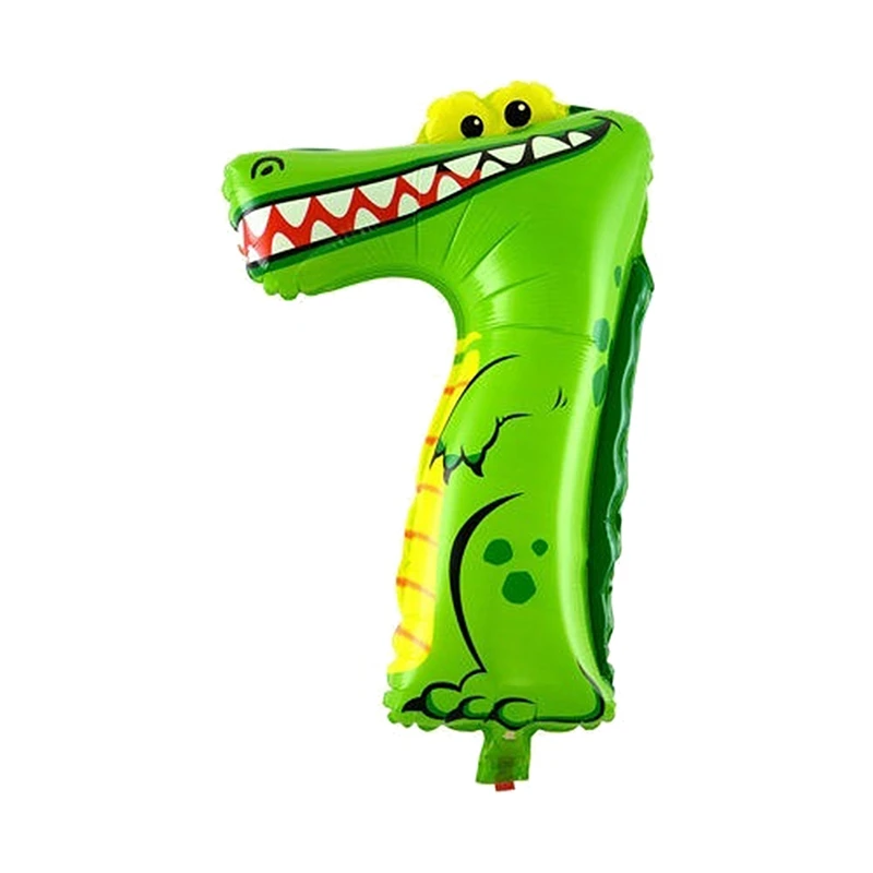 Топ!-милый детский питомец числа из фольги, воздушный шар для животных, воздушные ходунки, гелиевые, веселые декорации вечеринок на день рождения, Крокодил 7