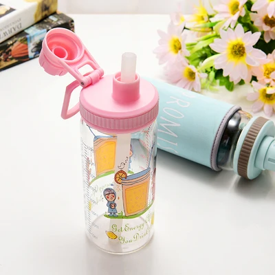 Новых styleCute Стекло Портативный калибровки стакана воды в Корейском стиле для девочек Высокая из боросиликатного стекла термостойкий Стекло чашка для девочек с пипеткой - Цвет: 2