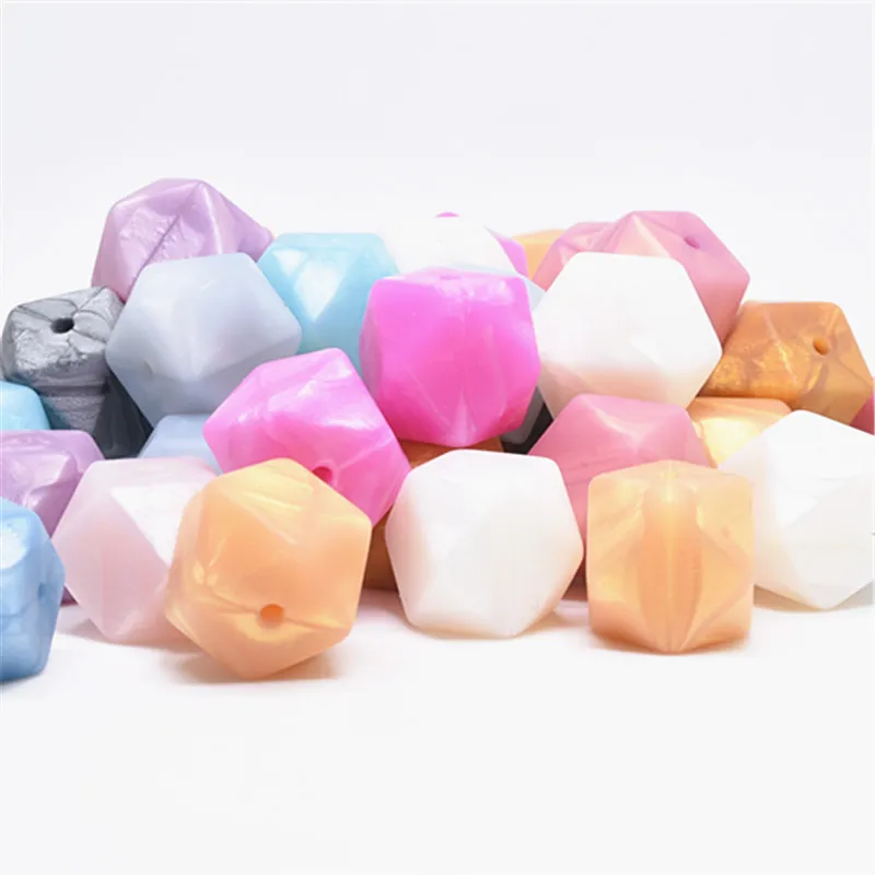 

10 PCS 14 MM Hexagon Silicone Beads for DIY Baby Teething Necklace Accessories Food Grade Silicone Teether Toy Pendant Gift