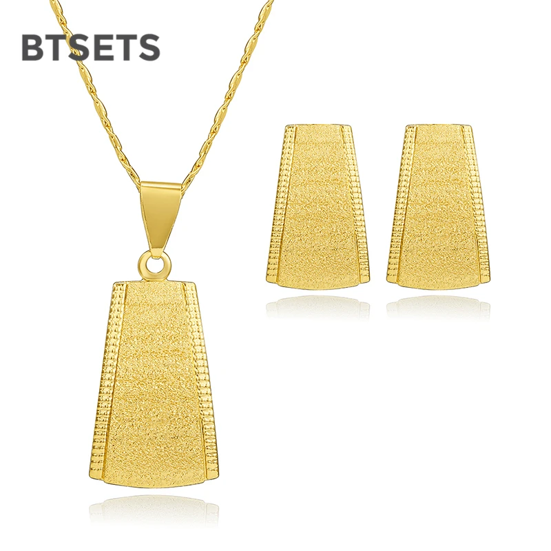 

Vintage Dubai Jewelry Sets African Jewelry Set Nigerian Wedding Party Square Gold Color Women Necklace and Earrings Set