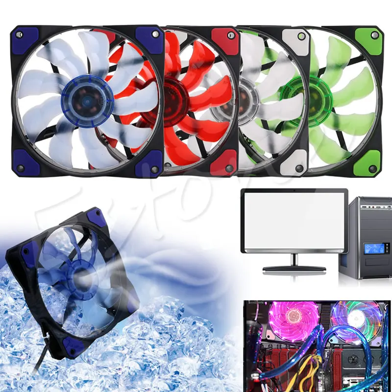 

3Pin/4Pin 1200RPM 120mm PWM Speed Control CPU Cooler Cooling LED Case Fan for PC