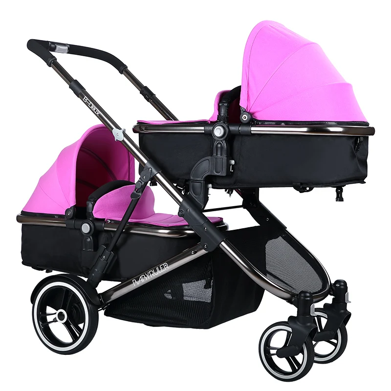 Babyruler Детские коляски для близнецов 2 в 1 carrinho poussette double jumeaux двойная коляска kinderwagen