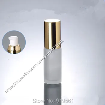 

50pcs x 30ml Lotion Bottle Frosted Glass Bottle with Silver or Gold Lid Glass press pump Bottles Empty Essence bottle