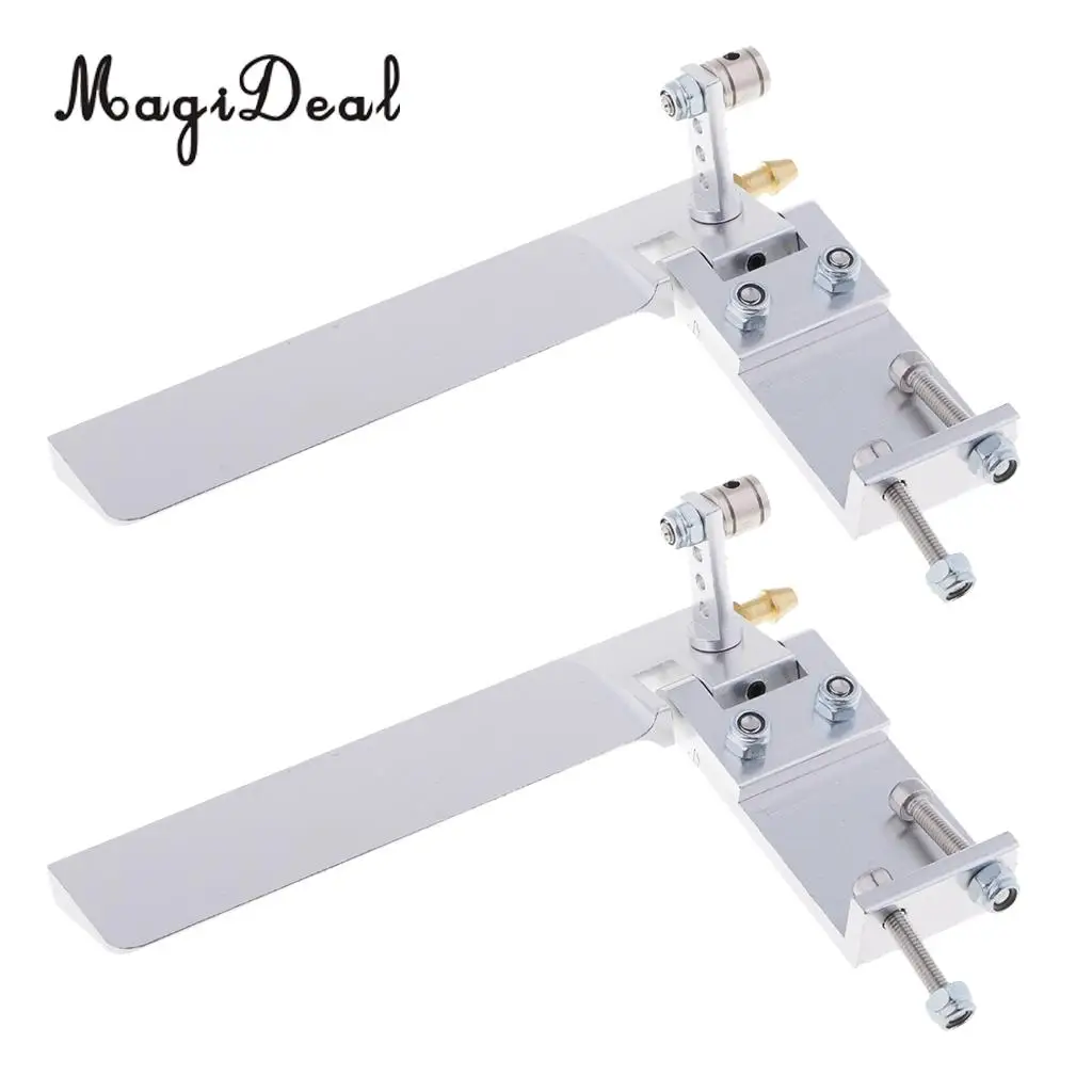 2x 95mm Alloy RC Boat Water Rudder Absorbing Steering Rudder for RC Boats CNC Silver