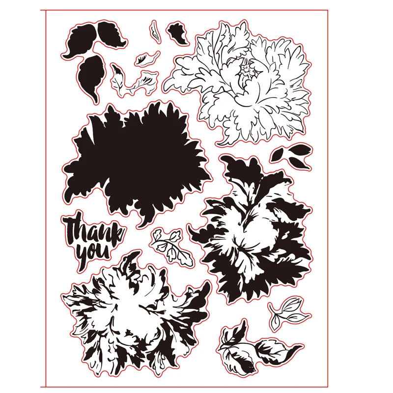 

Peony Flower Clear Silicone Stamps for Scrapbooking DIY Card Making Craft Decorative Template 6x8 inch New 2019