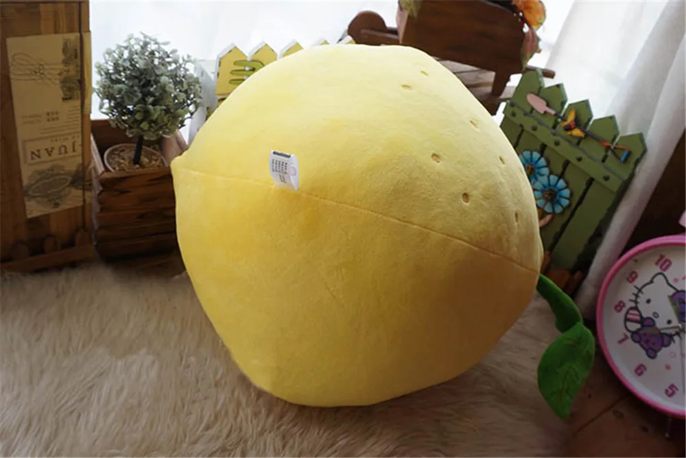 Fancytrader Cute Lemon Plush Toys Doll Round Shaped Fruits Yellow Lemon Pillow Cushion 40cm Kids Present4